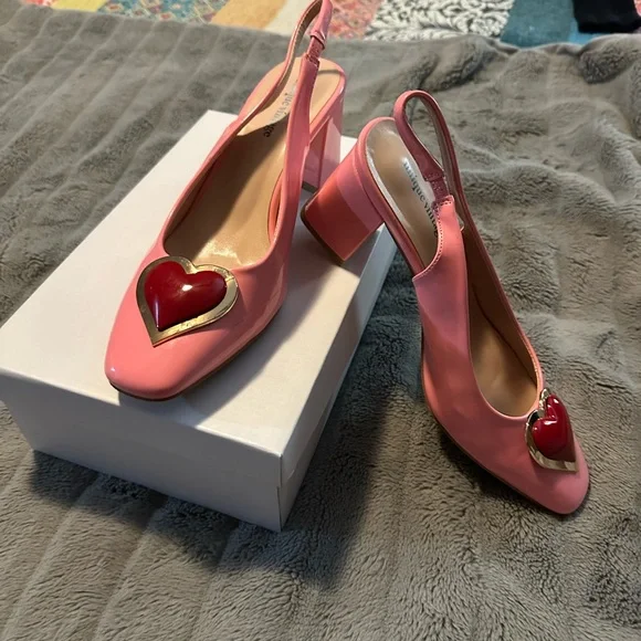 Unique Vintage Shoes Unique Vintage Pink Heart Slingback Heels